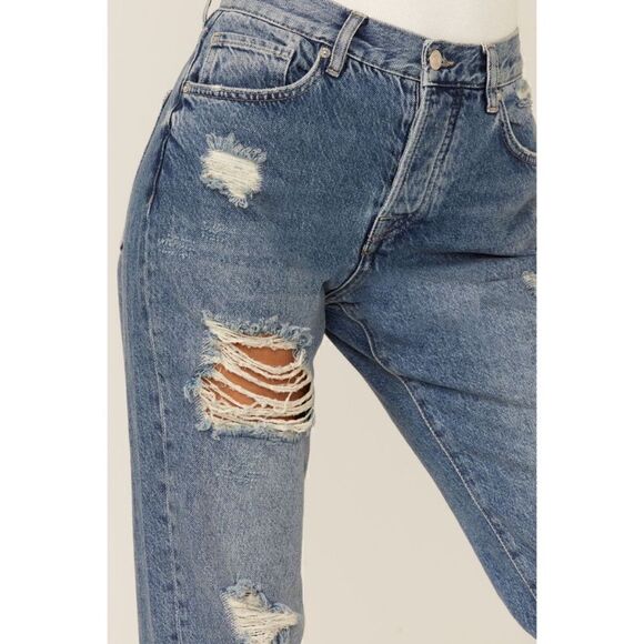 Free People We The Free Bren Boyfriend High Rise Baggy Distressed Jeans, Size 24 - Picture 6 of 16